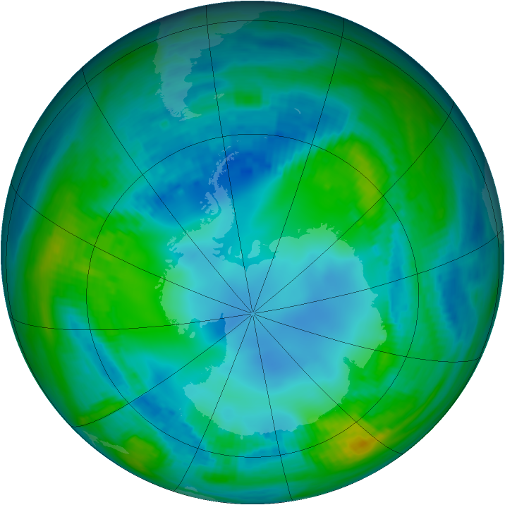 Antarctic ozone map for 08 May 1982